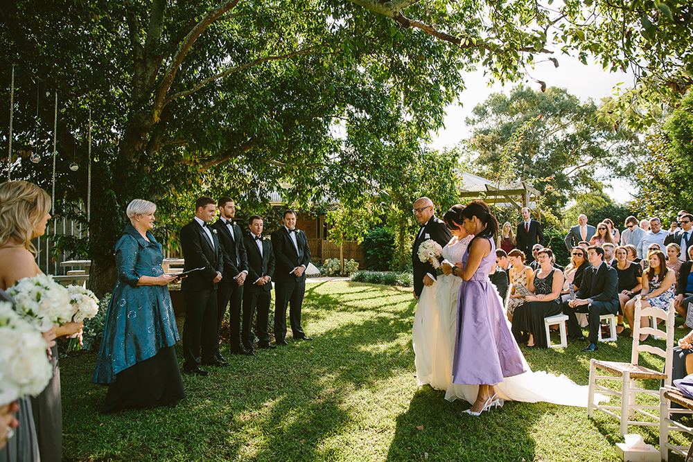 Notice the Bridal Party are in even light, and the guests are in the sun.