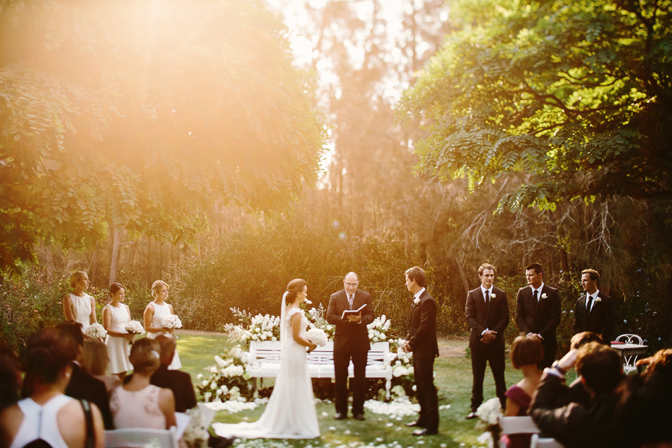 Sun is behind the couple, creating beautiful golden light.