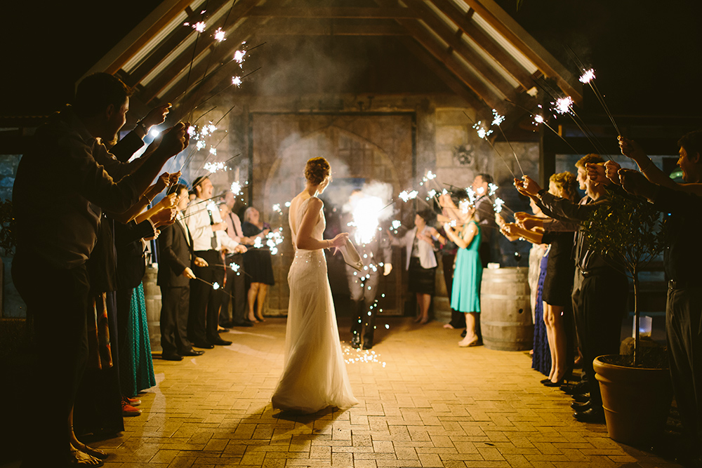 Groom lit a bunch a sparklers at once.