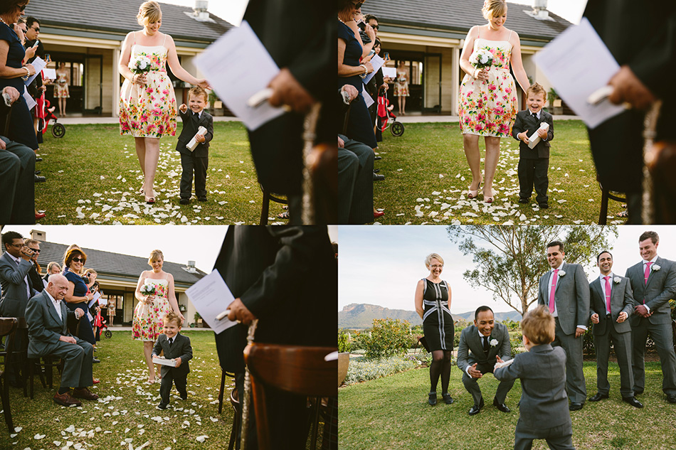 Amazing reaction as the Page Boy sees the Groom and runs to him.