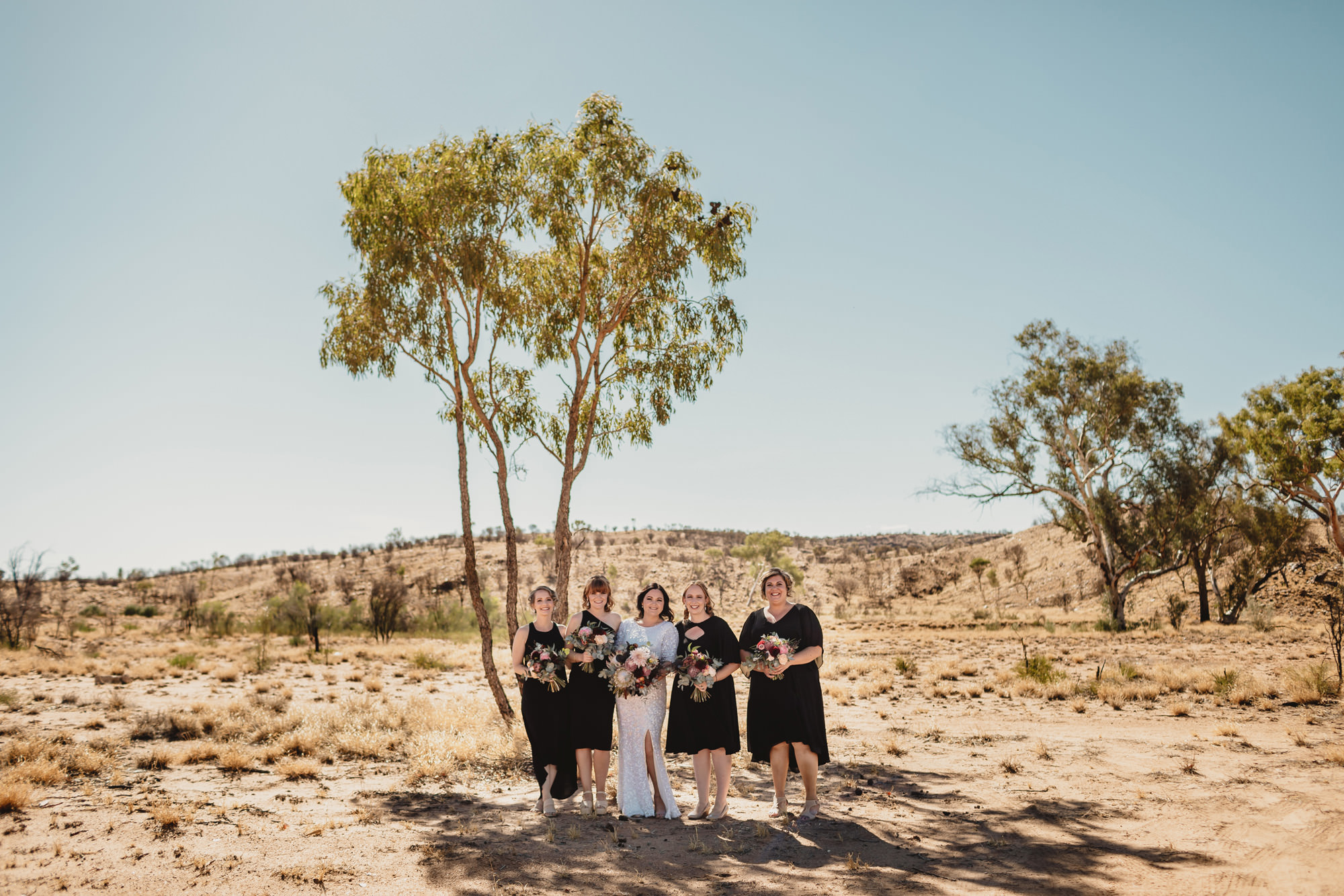 Alice springs wedding with bridal party