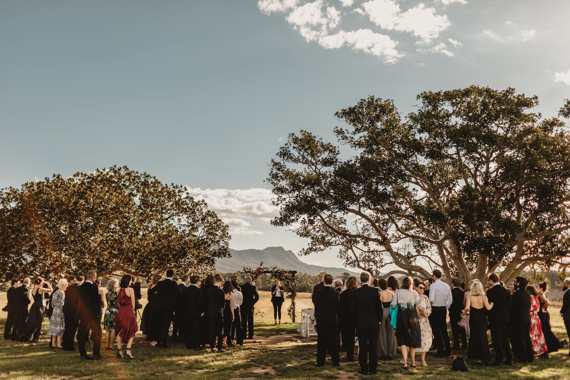 outdoor wedding ceremony at bimbadgen palmers lane wedding 